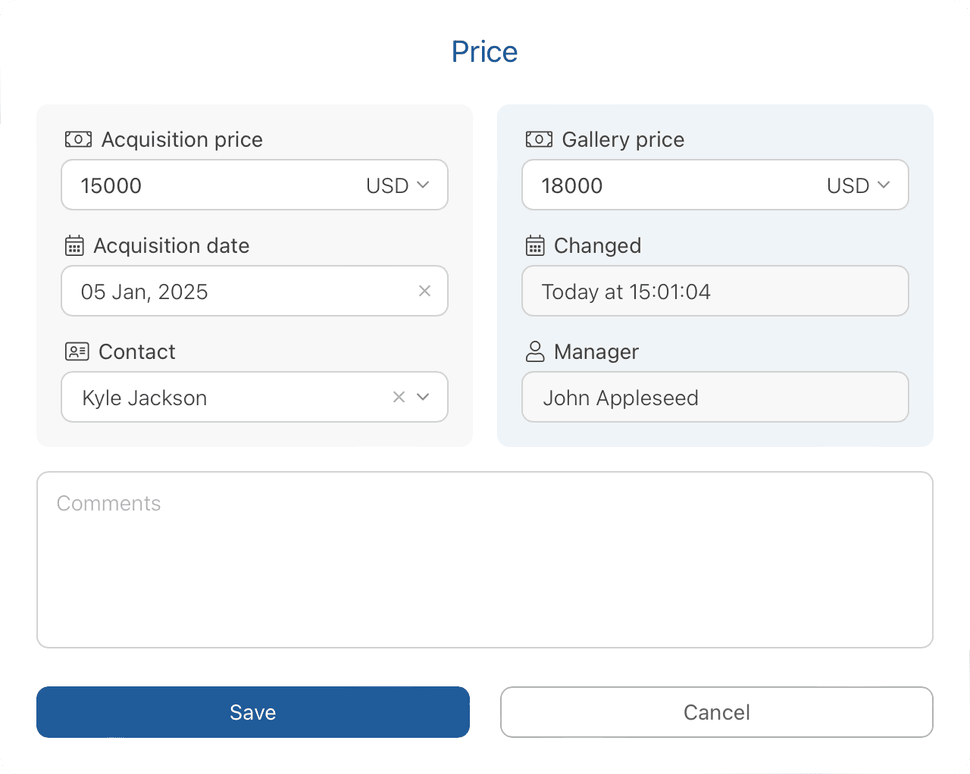 gallerist.pro - Price