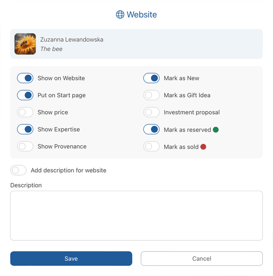 gallerist.pro - artwork on website