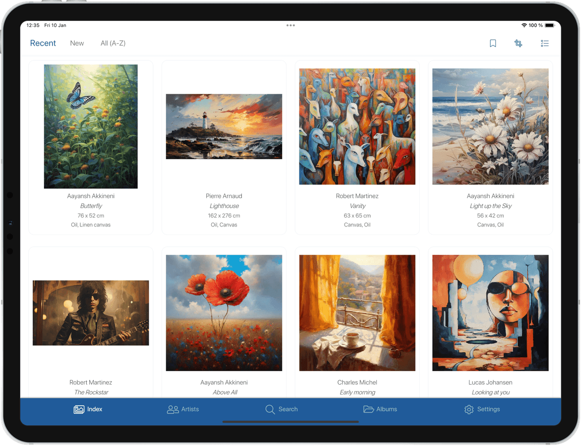gallerist.pro - tablet - index